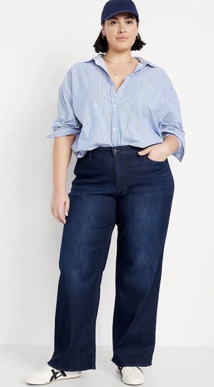 Old Navy High Rise Wow Wide Leg Jeans Plus 18 bohemian western Dk blue